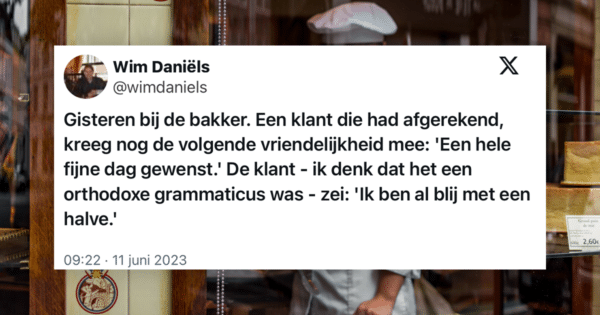 Een tweet over bij de bakker zijn van Wim Daniëls